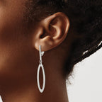 Non-Pierced Elongated Oval Dangle Earrings in Sterling Silver - Sophia Jewelers