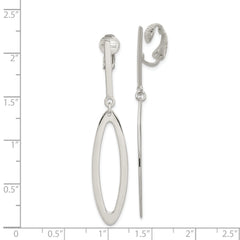 Sterling Silver Polished Non-Pierced Elongated Oval Dangle Earrings