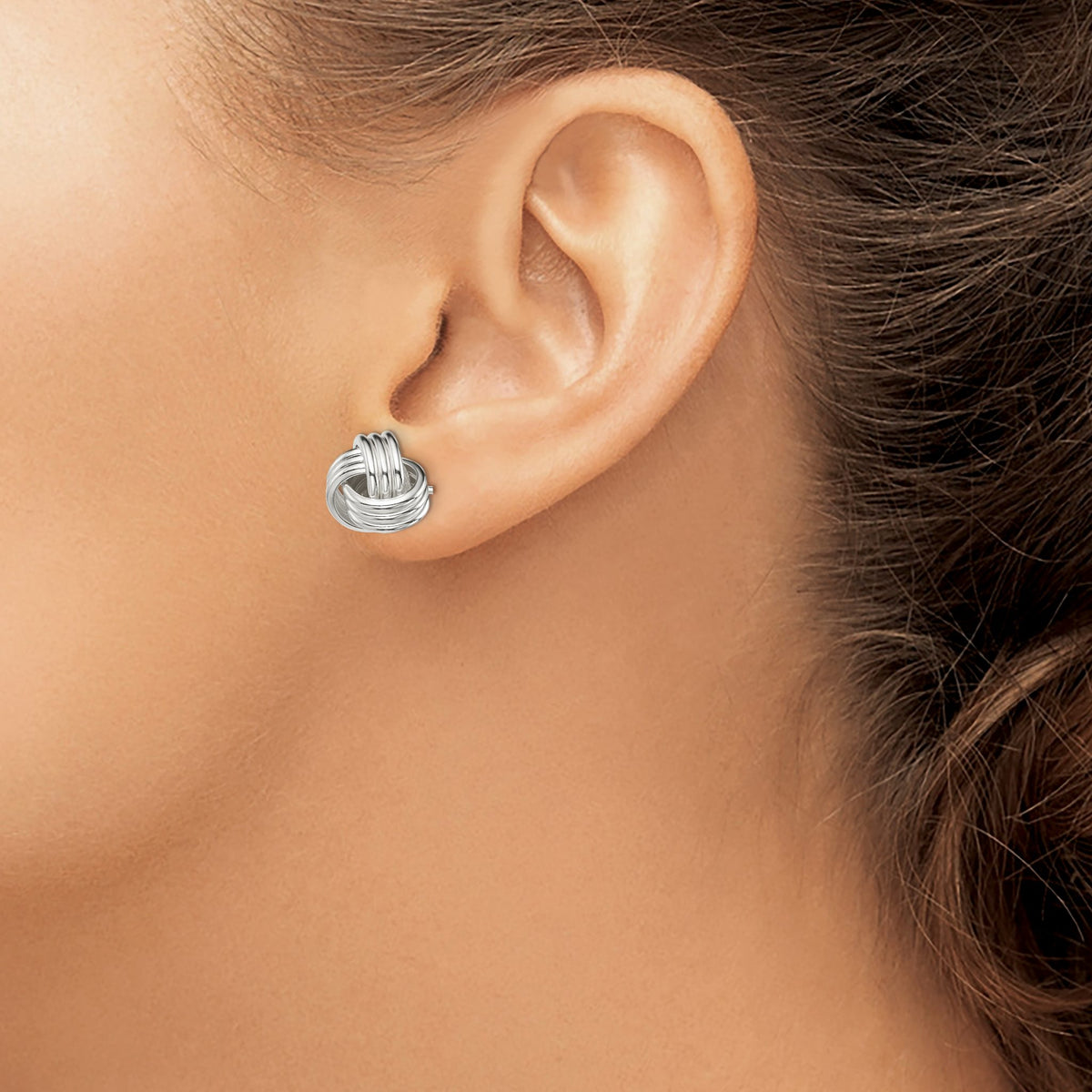 Twisted Knot Stud Earrings in Sterling Silver, 12mm - Sophia Jewelers