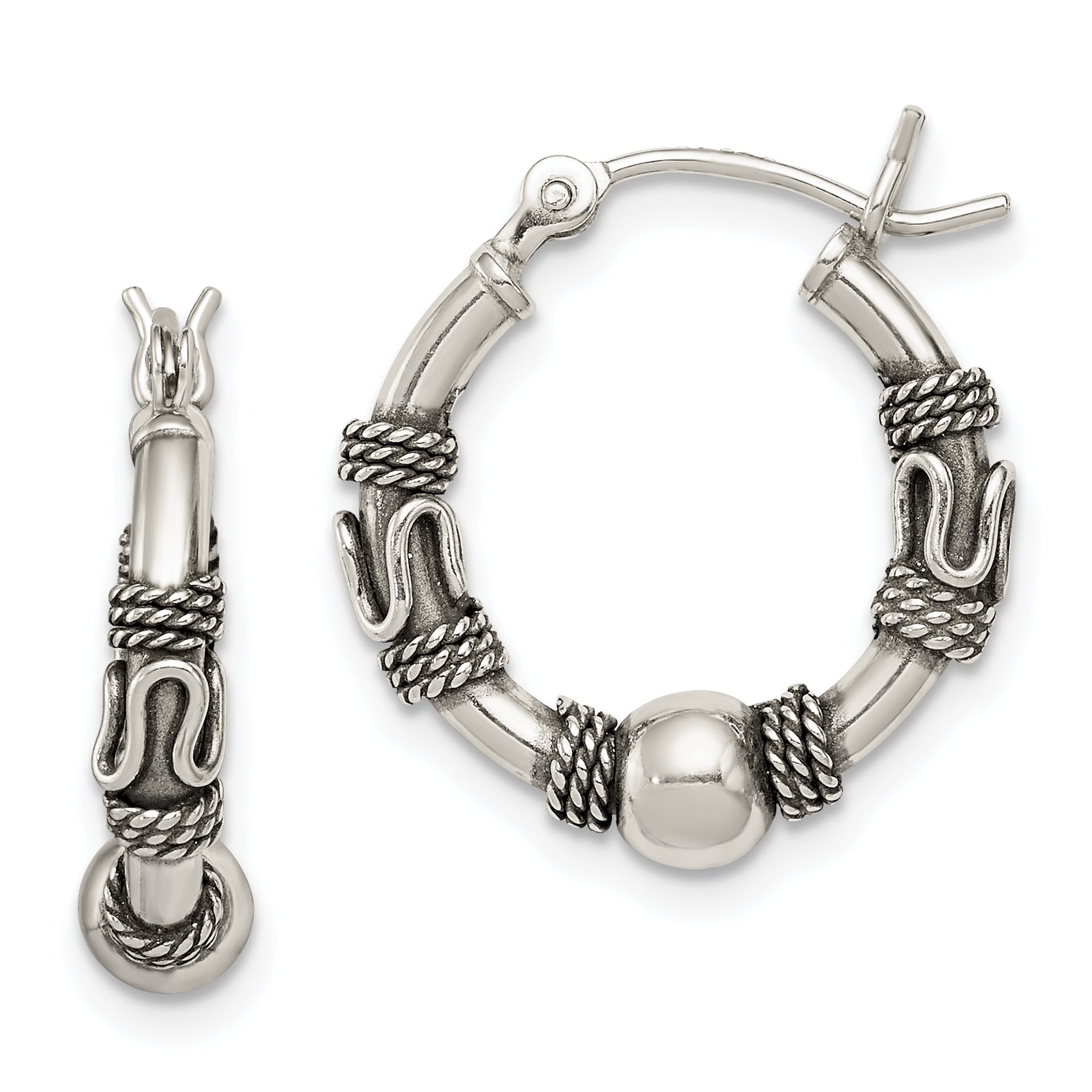 Sterling Silver Antiqued Hoop Earrings Main image