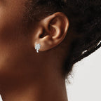 Cubic Zirconia Palm Tree Stud Earrings in Sterling Silver, 9mm Textured - Sophia Jewelers