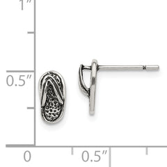 Sterling Silver Antiqued & Textured Flip Flop Post Earrings