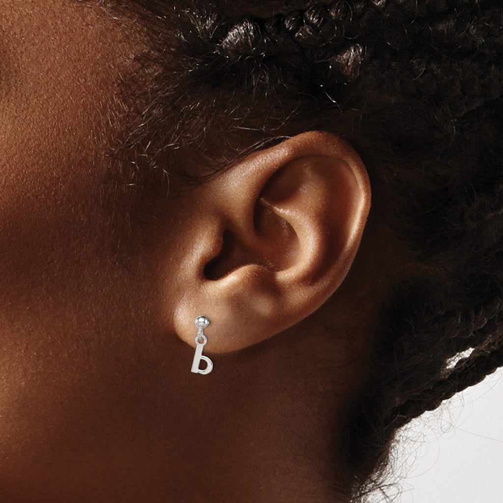 Sterling Silver Polished B Dangle Earrings - Sophia Jewelers