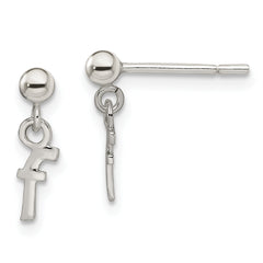 Sterling Silver Polished F Dangle Post Earrings