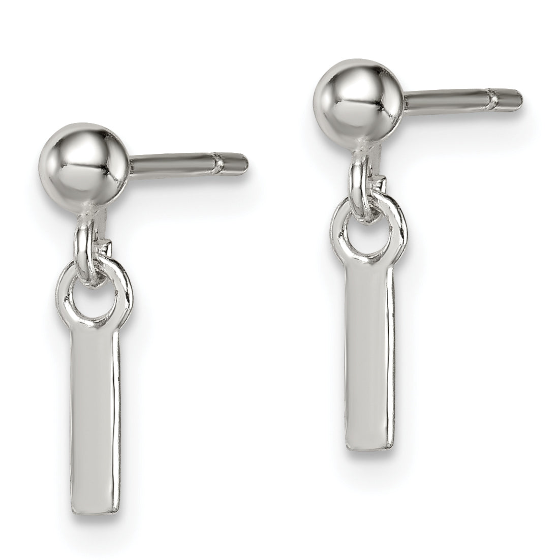 Sterling Silver Polished L Dangle Post Earrings Secondary image
