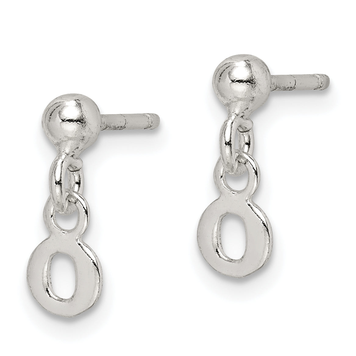 Sterling Silver Polished O Dangle Post Earrings Secondary image