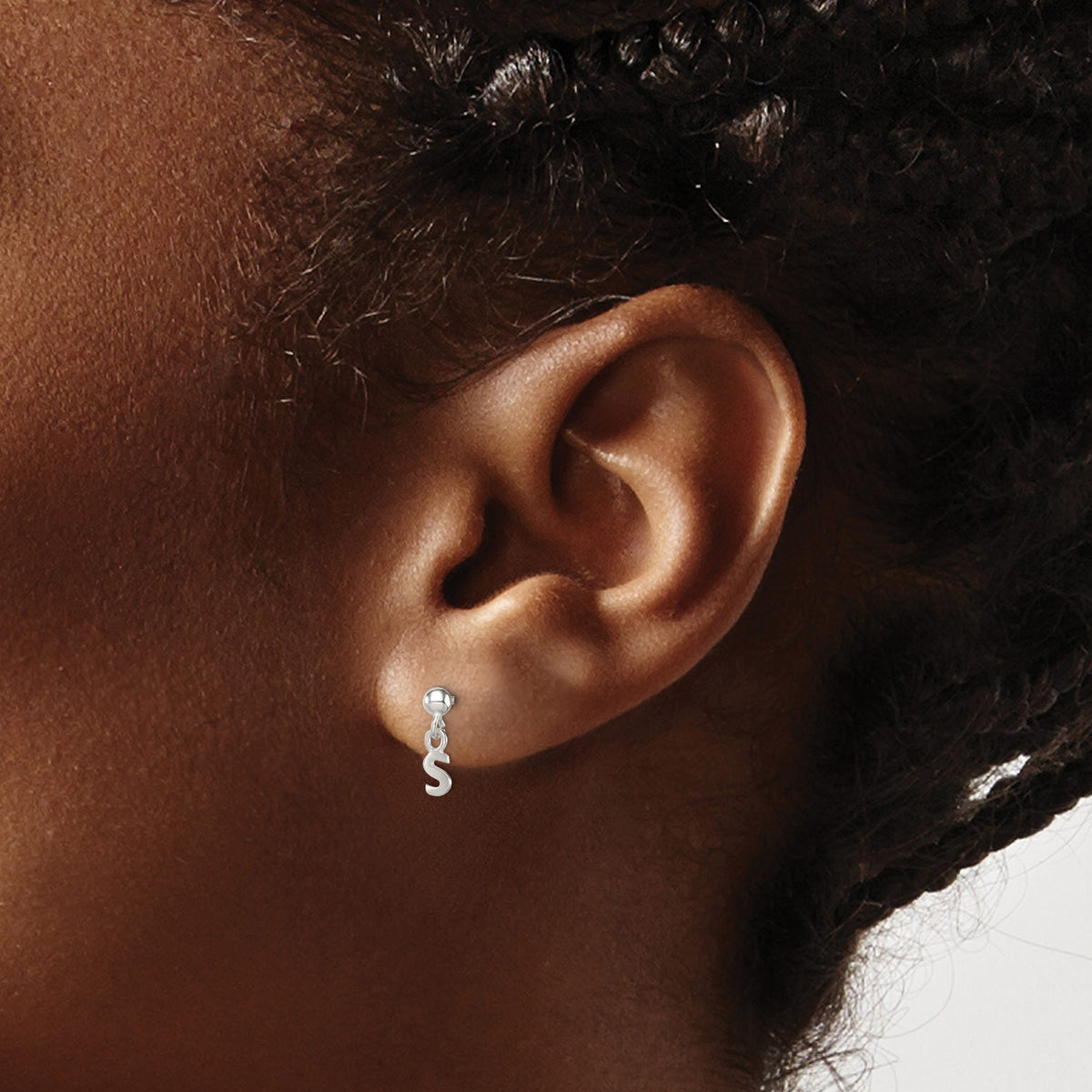 Sterling Silver Polished S Dangle Earrings - Sophia Jewelers