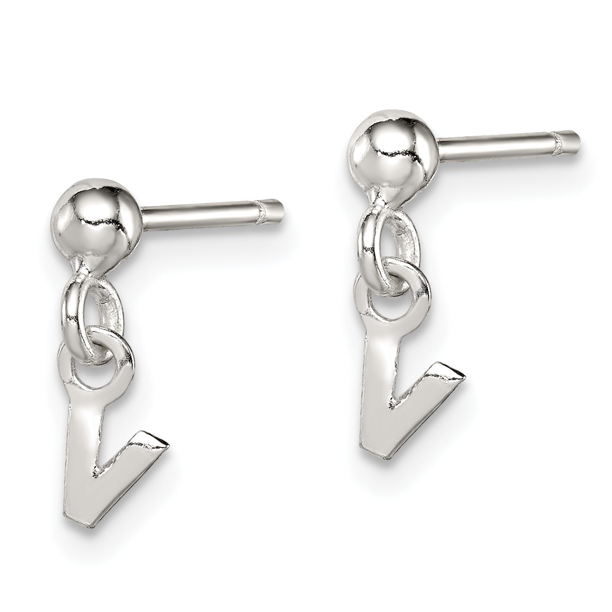 Sterling Silver Polished V Dangle Post Earrings Secondary image