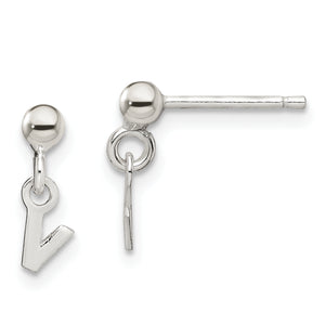 V Stud Dangle Earrings in Sterling Silver, 5mm - Sophia Jewelers