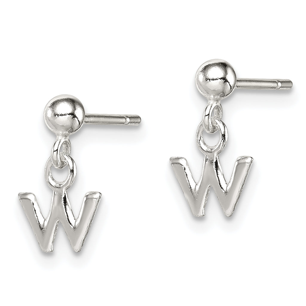 Sterling Silver Polished W Dangle Post Earrings