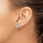 Cubic Zirconia Snowflake Stud Earrings in Sterling Silver, 14mm - Sophia Jewelers