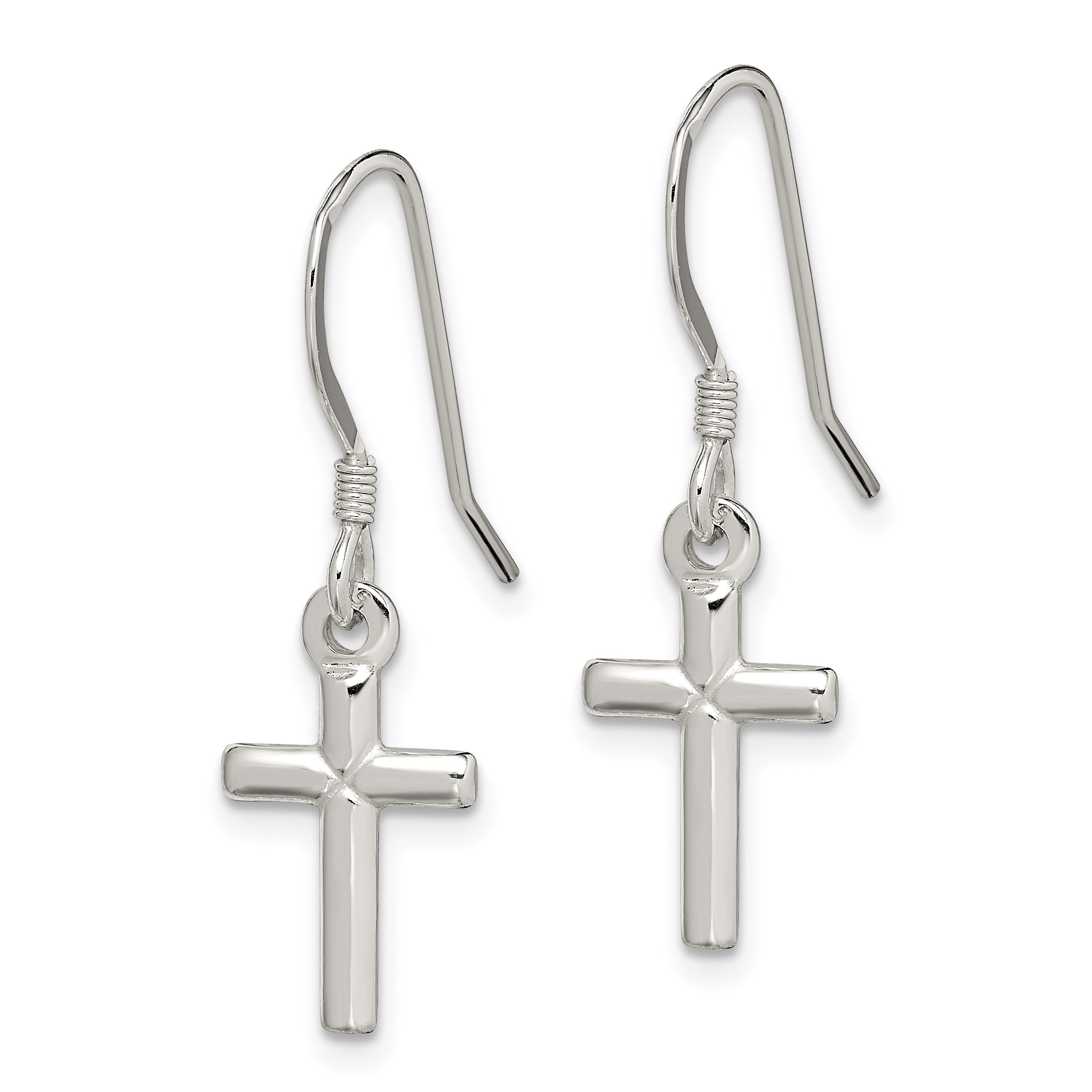 Sterling Silver Polished Latin Cross Dangle Earrings Secondary image