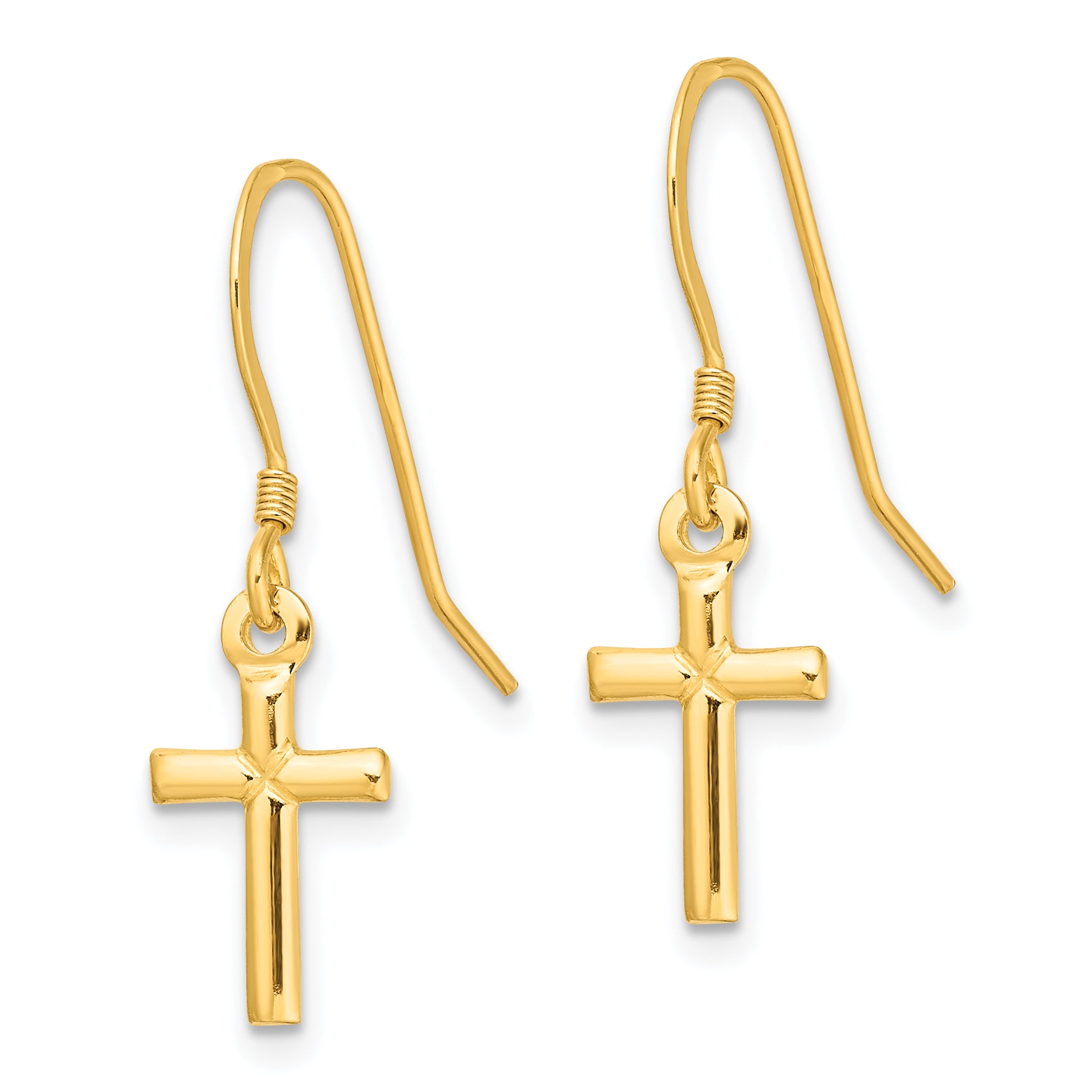 Sterling Silver Gold-tone Polished 'X' Cross Dangle Earrings Secondary image