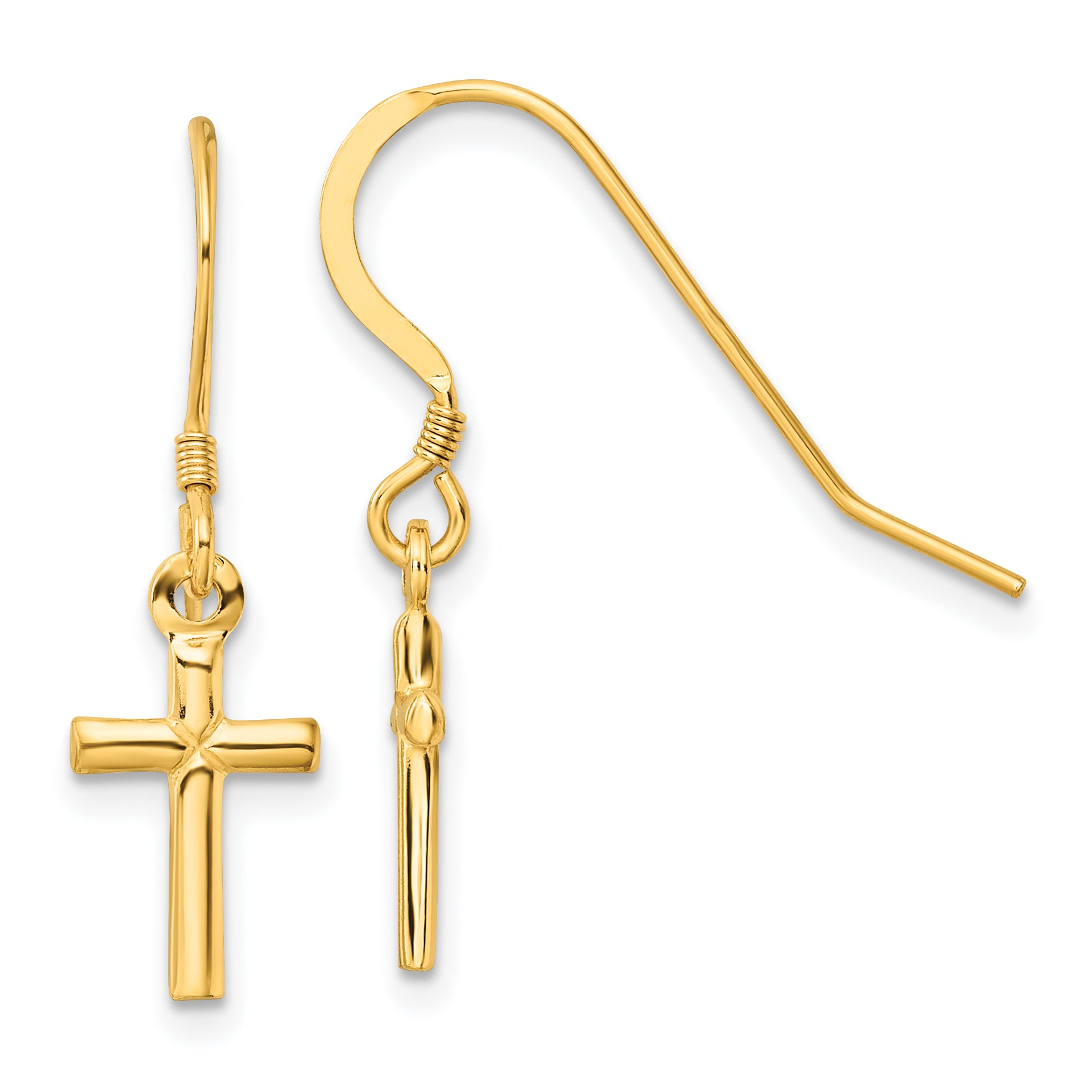 Sterling Silver Gold-tone Polished 'X' Cross Dangle Earrings Main image