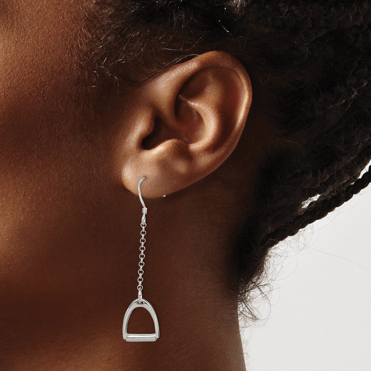 Horse Stirrup Dangle Earrings in Sterling Silver - Sophia Jewelers
