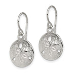 Sterling Silver Polished and Textured Sand Dollar Dangle Earrings