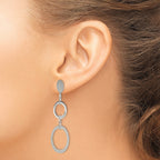 Circle & Oval Links Stud Dangle Earrings in Sterling Silver, 16mm - Sophia Jewelers