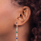 Multicolor Quartz Stud Dangle Earrings in Sterling Silver, 3mm - Sophia Jewelers