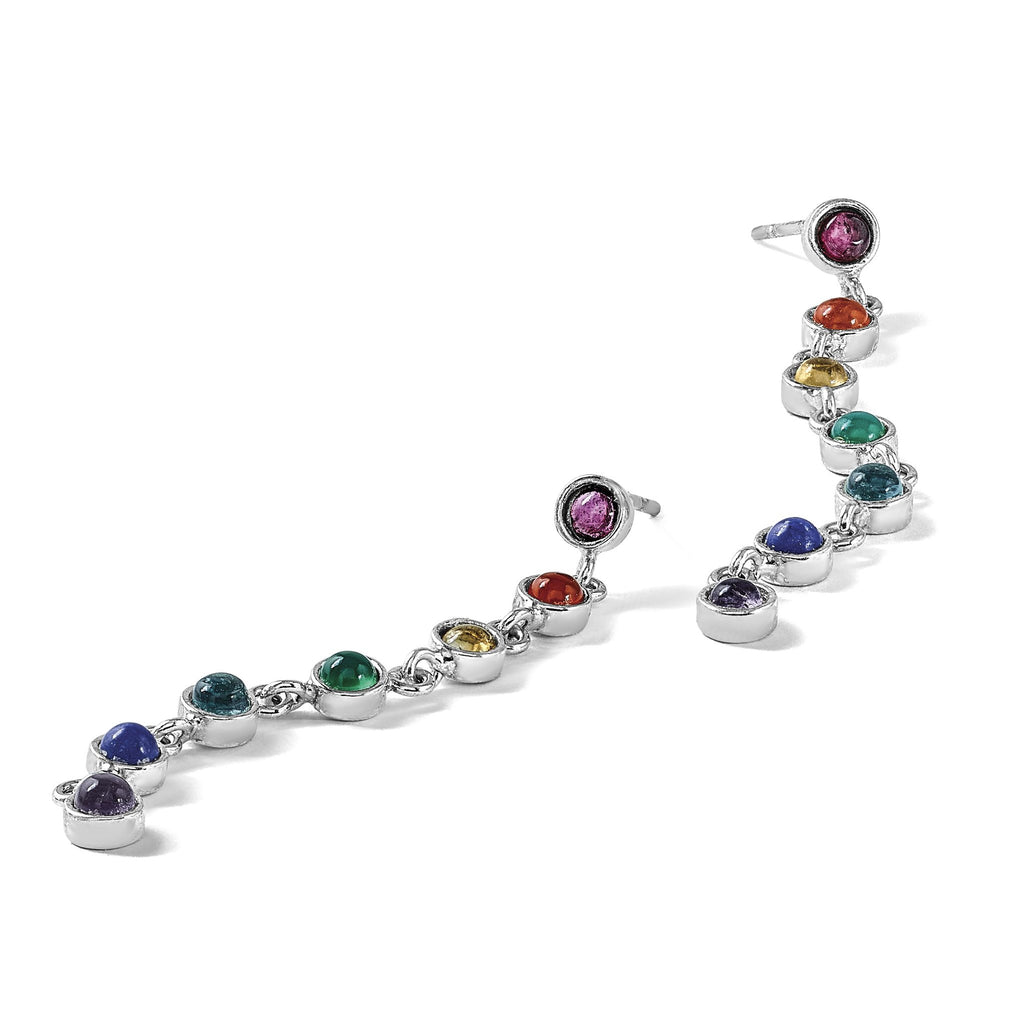 Multicolor Quartz Stud Dangle Earrings in Sterling Silver, 3mm - Sophia Jewelers