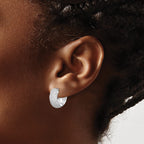 Cubic Zirconia Pave Huggie Earrings in Sterling Silver, 15mm - Sophia Jewelers