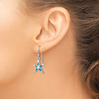Created Blue Opal Starfish Dangle Earrings in Sterling Silver - Sophia Jewelers