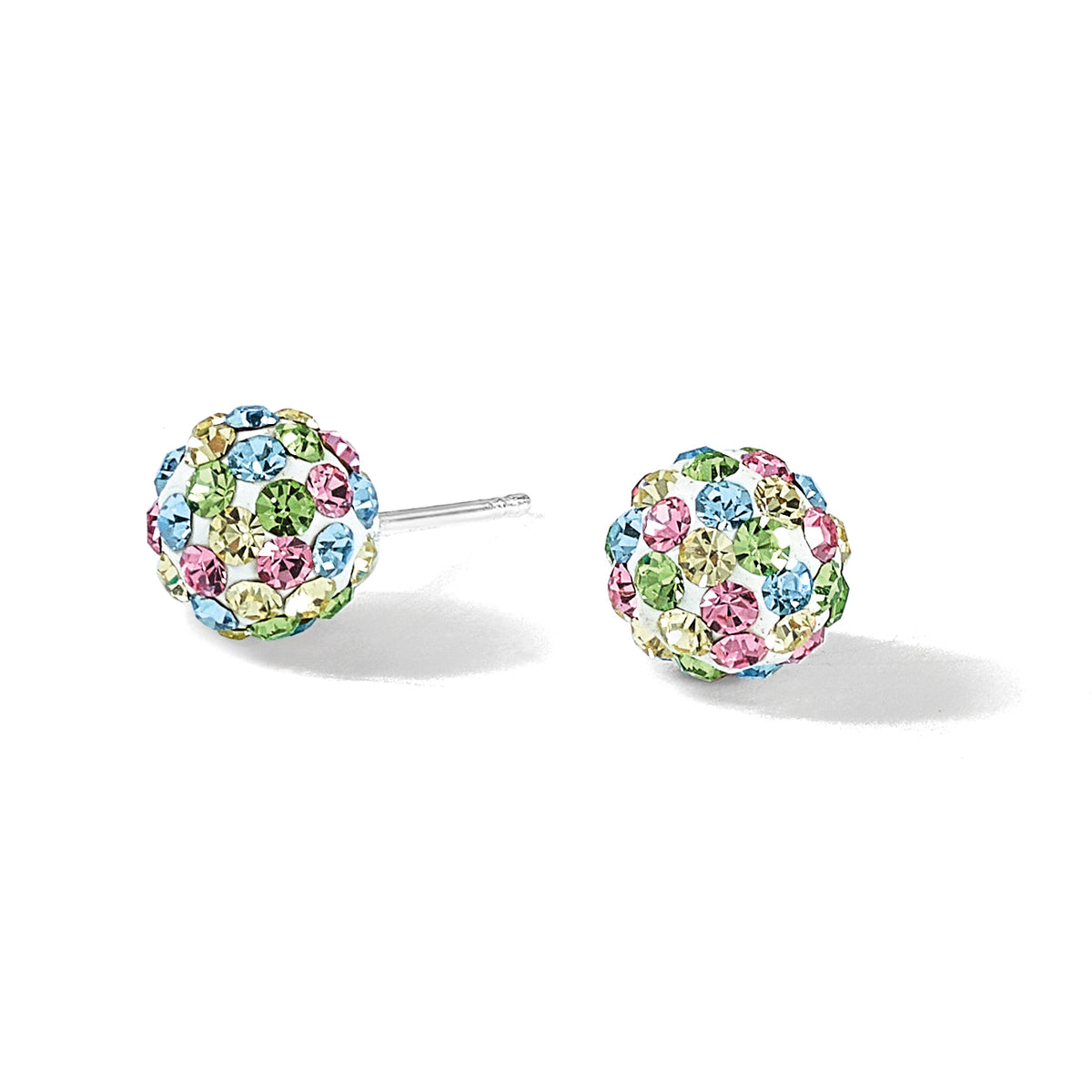 Rhod-Pltd Multicolor Preciosa Crystal Stud Earrings in Sterling Silver - Sophia Jewelers