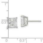 Sterling Silver 7mm Square Laser-cut CZ Basket Set Stud Earrings
