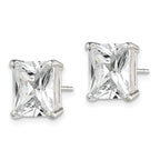 Sterling Silver Polished Emerald-cut 10x8mm Basket Set CZ Stud Earrings