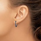 32-Stone Round Cubic Zirconia Out Hoop Earrings in Sterling Silver, 19x18mm Hinged - Sophia Jewelers