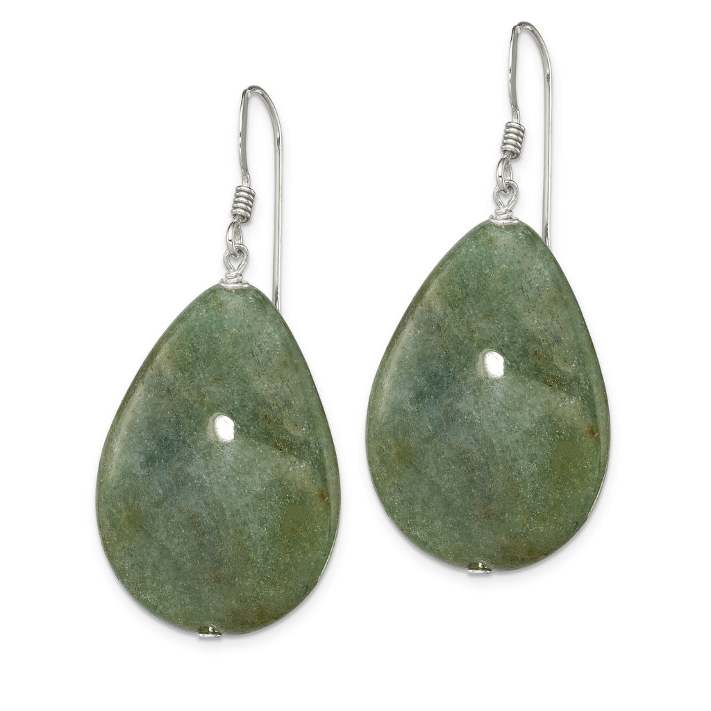 Larger Stone Green Teardrop Dangle Earrings in Sterling Silver - Sophia Jewelers