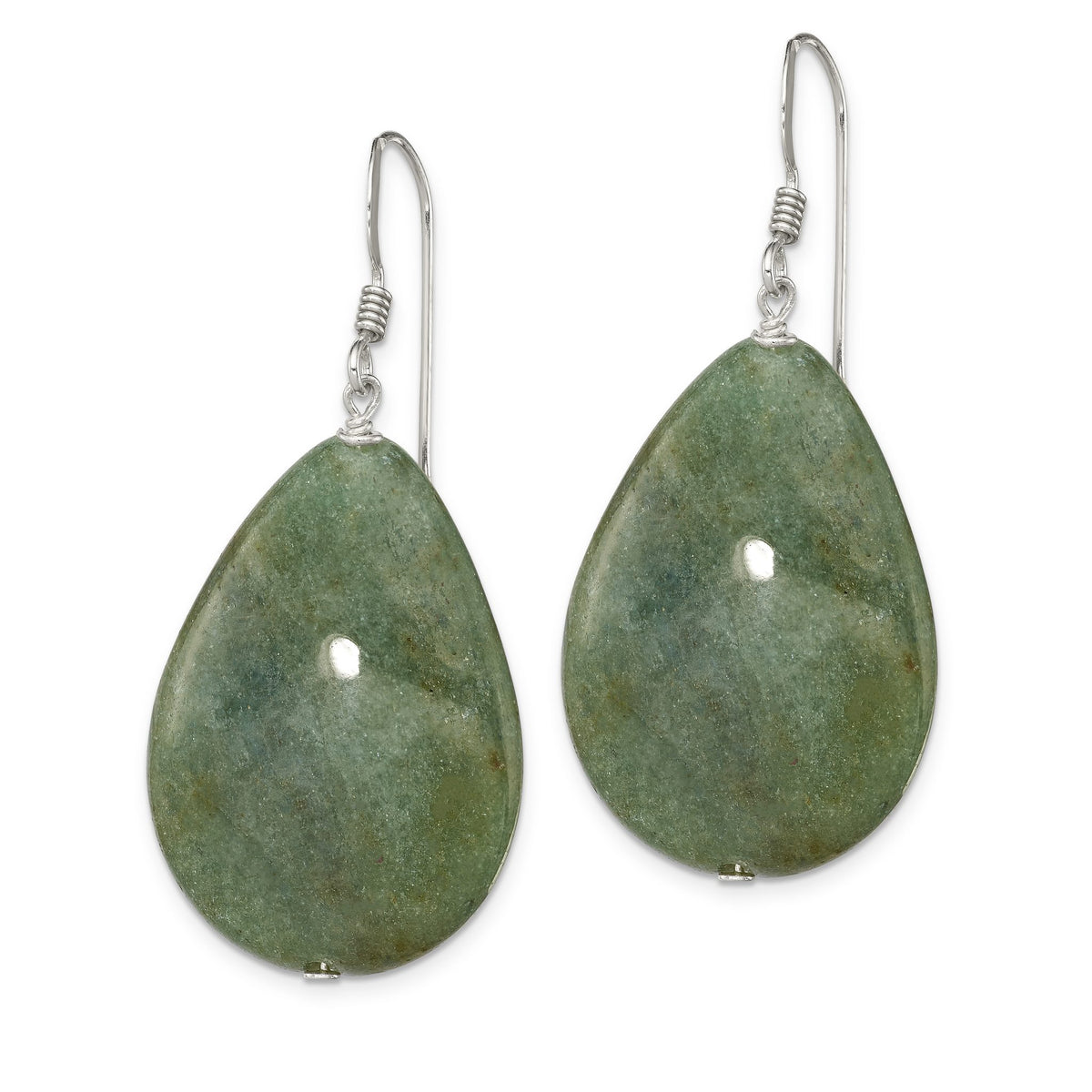 Larger Stone Green Teardrop Dangle Earrings in Sterling Silver - Sophia Jewelers