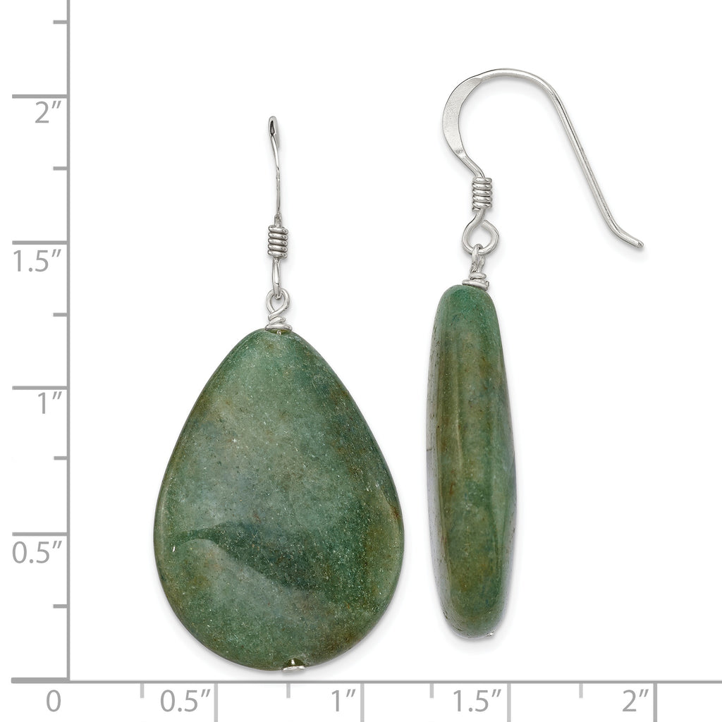 Larger Stone Green Teardrop Dangle Earrings in Sterling Silver - Sophia Jewelers