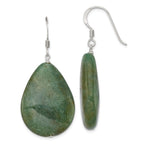 Larger Stone Green Teardrop Dangle Earrings in Sterling Silver - Sophia Jewelers