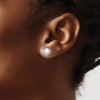 Sterling Silver Rhodium-Plated 10-11mm Gray Button Freshwater Cultured Pearl Post Earrings - Sophia Jewelers