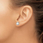Sterling Silver Rhodium-Plated 8-9mm Gray Button Freshwater Cultured Pearl Post Earrings - Sophia Jewelers