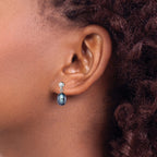 Sterling Silver Rhodium-Plated 7-8mm Black Rice Freshwater Cultured Pearl Dangle Earrings - Sophia Jewelers