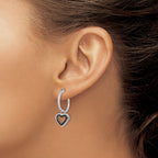 White Diamond Heart Hoop Dangle Earrings in Sterling Silver (0.3 ct. tw.) - Sophia Jewelers