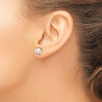 Sterling Silver Rh-plated 10-11mm Pink FW Cultured Button Pearl Earrings - Sophia Jewelers