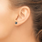 Black & Square White Diamond Stud Earrings in Sterling Silver (0.13 ct. tw.) - Sophia Jewelers
