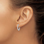 34-Stone Round Cubic Zirconia Out Hoop Earrings in Sterling Silver, 16mm Hinged - Sophia Jewelers