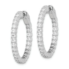 Sterling Shimmer Sterling Silver Rhodium-plated 50 Stone 2.1mm CZ In and Out Round Hinged Hoop Earrings