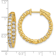 Sterling Shimmer Sterling Silver Gold-tone Flash Gold-plated 2.5mm CZ 38 Stone In and Out Hinged Hoop Earrings