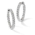 Sterling Silver Rhodium-Plated 42 Stone 2.5mm Cubic Zirconia in and Out Round Hinged Hoop Earrings - Sophia Jewelers