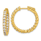 Sterling Shimmer Sterling Silver Gold-tone Flash Gold-plated 2.5mm CZ 42 Stone In and Out Hinged Hoop Earrings
