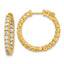 Sterling Shimmer Sterling Silver Gold-tone Flash Gold-plated 2.5mm CZ 42 Stone In and Out Hinged Hoop Earrings