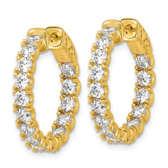 Sterling Shimmer Sterling Silver Gold-tone Flash Gold-plated 3mm CZ 30 Stone In and Out Hinged Hoop Earrings