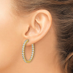 Sterling Shimmer Sterling Silver Gold-tone Flash Gold-plated 3mm CZ 52 Stone In and Out Hinged Hoop Earrings
