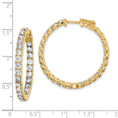 Sterling Shimmer Sterling Silver Gold-tone Flash Gold-plated 3mm CZ 52 Stone In and Out Hinged Hoop Earrings