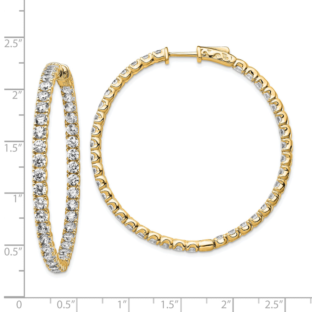 Sterling Shimmer Sterling Silver Gold-tone Flash Gold-plated 3mm CZ 78 Stone In and Out Hinged Hoop Earrings