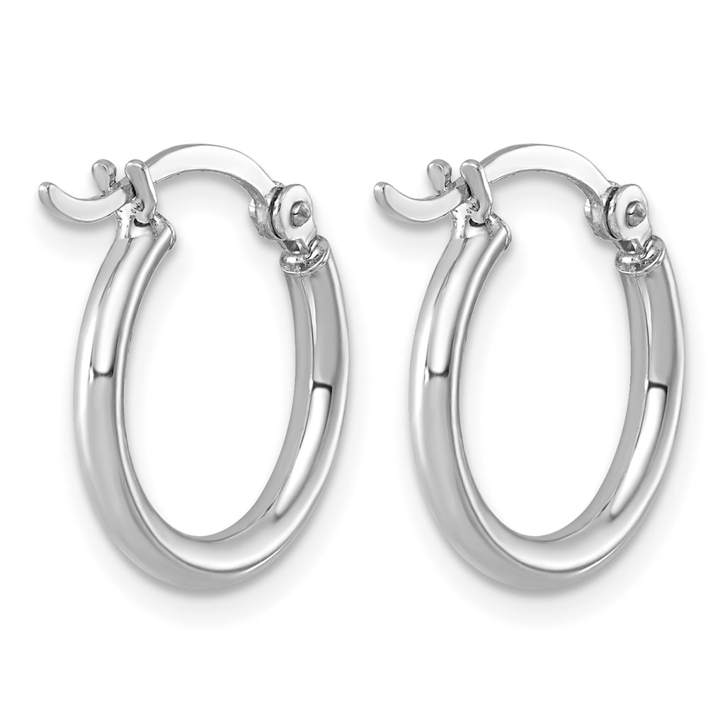 Sterling Silver Rhodium-Plated 2mm Round Hoop Earrings, 17mm